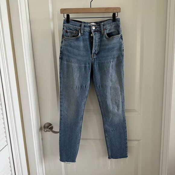 Re/Done Originals High Rise Ankle Crop Jeans - Picture 4 of 12